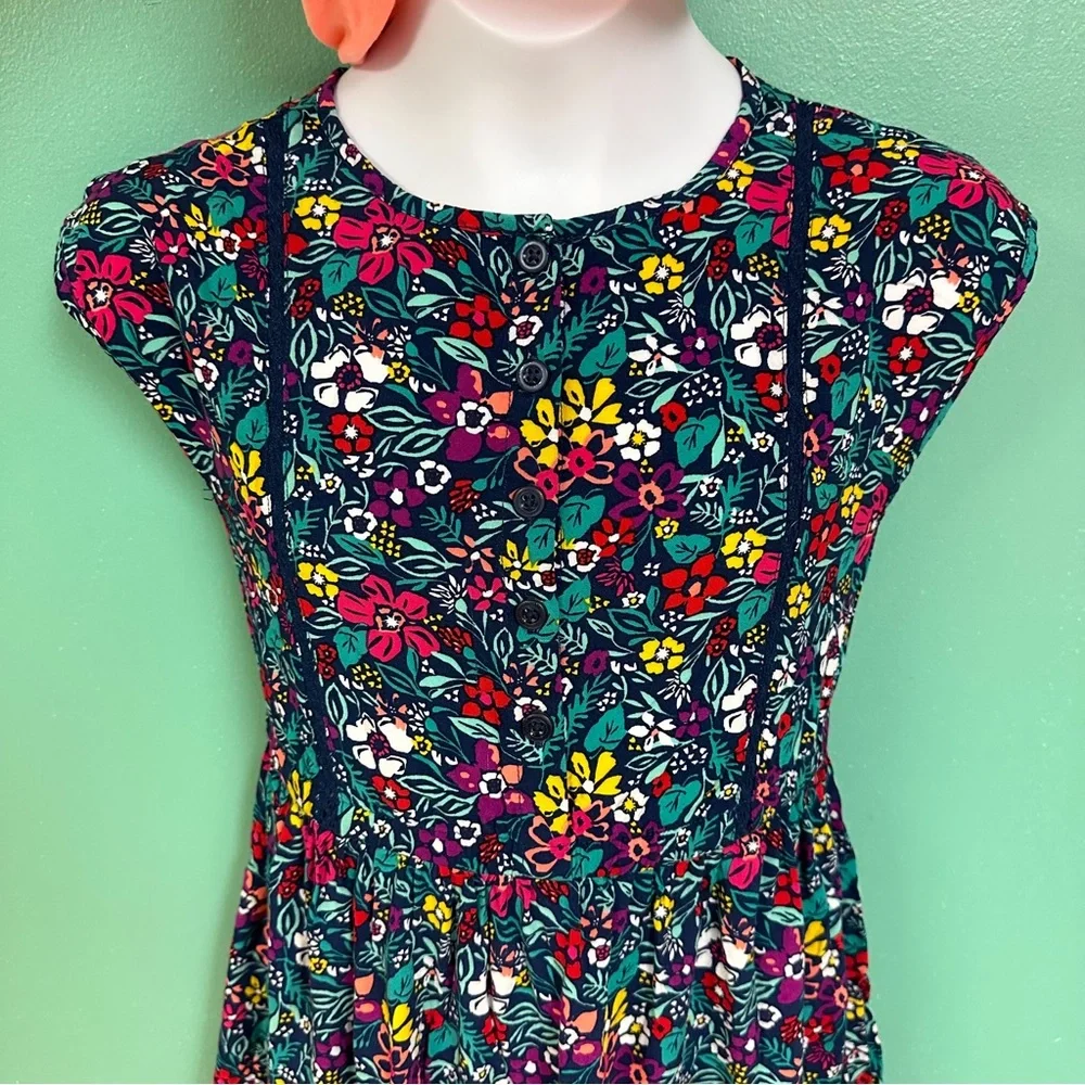 Crazy 8 Multicolor Floral Dress & Coral Infinity Scarf Matching Set Girl Size 7